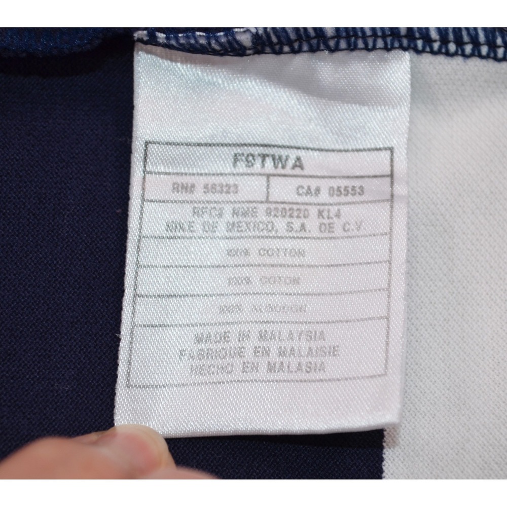 Nike Rugby Style Polo‎ Shirt Mens XL Colorblock Striped Navy Blue & White - Picture 15 of 16